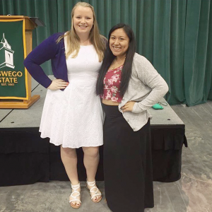 SUNY Oswego students Hannah O’Brien and Evelyn Zevallos have worked as team leads at Oswego High School in 2016. O’Brien said the program has helped her in many ways. “It gives you instant and great connections with people on campus,” she says.