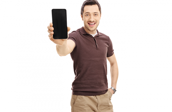 Guy holding smart phone
