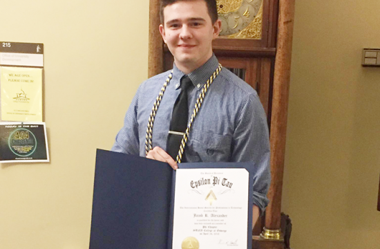 Jacob Alexander was inducted into the International Technology Honors Society Epsilon Pi Tau last spring.