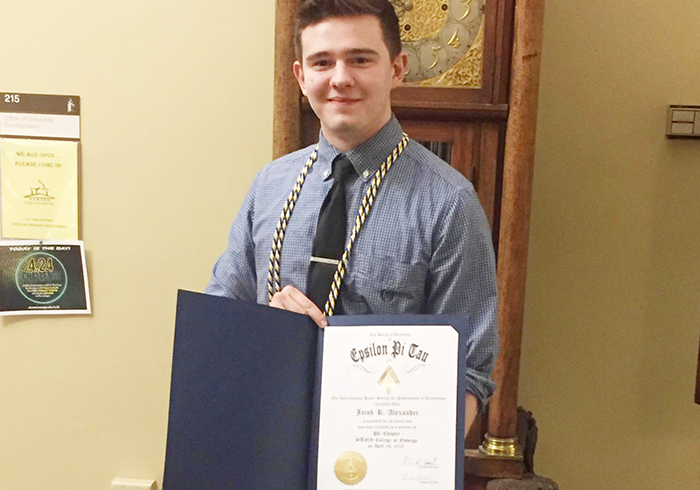 Jacob Alexander was inducted into the International Technology Honors Society Epsilon Pi Tau last spring.