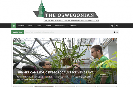Snapshot of the main page at www.oswegonian.com