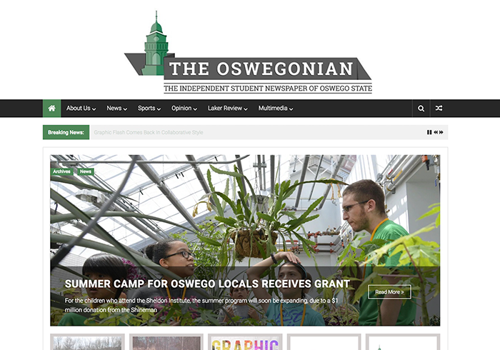 Snapshot of the main page at www.oswegonian.com