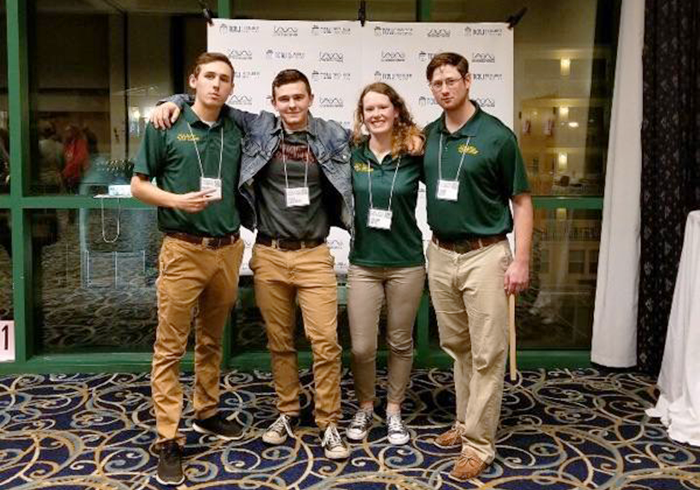 From left: Mike Petrie, Jacob Alexander, Amanda Young and Dennis Alton. The group received second place for the Tech Bowl competition in which they participated in November, hosted by TEECA in Delaware.