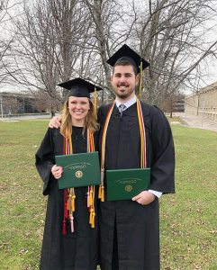 Julie Loney and Alex Masterson, both seniors at SUNY Oswego, graduated a semester early — last December. 