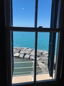 View of Lake Ontario from the Oswego lighthouse.