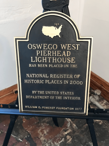 Plaque inside the Oswego lighthouse.