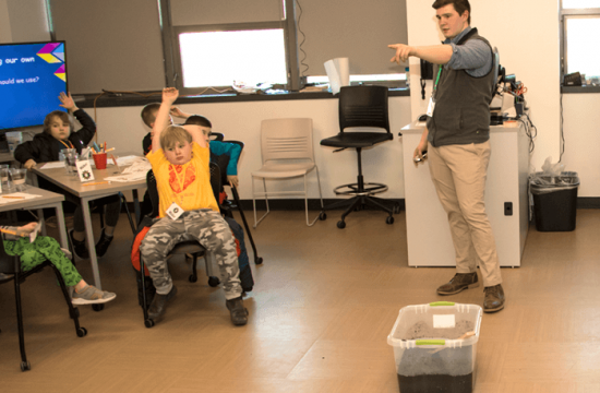 Jacob Alexander taught the STEM 4 Kids class about plant growth and water purification at SUNY Oswego’s annual KidsTech event last spring, hosted by Oswego Technology Student Association and pre-service Technology Education teachers at SUNY Oswego. College Life has followed his journey at SUNY Oswego since he started in 2016. He is graduating next semester.