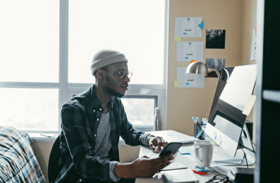 Student on a computer